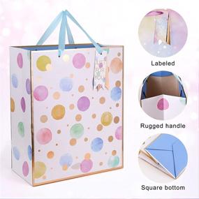 img 1 attached to 🎁 Assorted Sizes 4-Pack Gift Bags with Handles & Tissue Paper – Reusable Colorful Polka Dots, Stripes, and Stars Pattern – Perfect for Parties, Birthdays, Mother's Day, Weddings, and Any Occasion