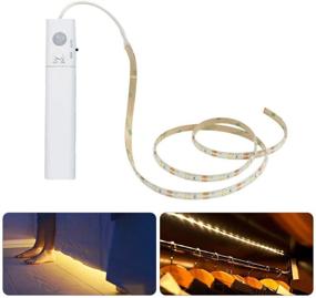 img 3 attached to 🛏️ LED Battery Operated Bed Light: Dual Mode Motion Night Light for Bedroom Cabinet - Flexible LED Strip Battery Motion Sensor Closet Light Rope Light Kit (Nature White 4000K)