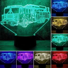 img 3 attached to HIPIYA Fire Truck Night Light LED 3D Illusion Remote Control USB 16 Color Fire Engine Lamp - Perfect Christmas Birthday Gift for Kids, Girls, Boys, Teens - Firemen Themed Bedroom and Nursery Room Decor (Firetruck)