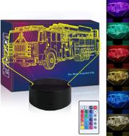 hipiya fire truck night light led 3d illusion remote control usb 16 color fire engine lamp - perfect christmas birthday gift for kids, girls, boys, teens - firemen themed bedroom and nursery room decor (firetruck) логотип