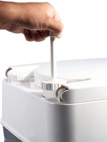 img 1 attached to 💩 Camco Premium Portable travel toilet - 2.6 gallon - Three Directional Flush & Swivel Dumping Elbow (41535) - White