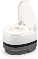 💩 camco premium portable travel toilet - 2.6 gallon - three directional flush & swivel dumping elbow (41535) - white logo