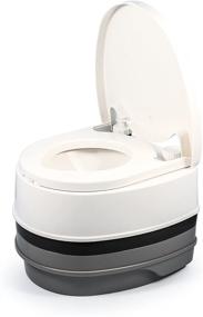 img 4 attached to 💩 Camco Premium Portable travel toilet - 2.6 gallon - Three Directional Flush & Swivel Dumping Elbow (41535) - White