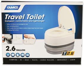 img 3 attached to 💩 Camco Premium Portable travel toilet - 2.6 gallon - Three Directional Flush & Swivel Dumping Elbow (41535) - White