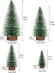 img 3 attached to 🌲 Vlorart 4PCS Miniature Pine Trees Set with Wooden Bases - Small Bristle Brush Christmas Tree for Xmas Holiday Party and Home Tabletop Decor - Desktop Bottle Brush Trees