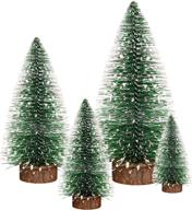 🌲 vlorart 4pcs miniature pine trees set with wooden bases - small bristle brush christmas tree for xmas holiday party and home tabletop decor - desktop bottle brush trees logo