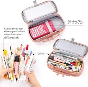 img 3 attached to 🎒 Organize and Carry your Essentials with Ease - EASTHILL Big Capacity Pencil Case in Dark Pink