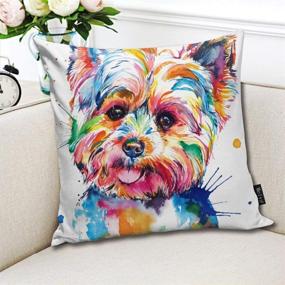 img 1 attached to 🐶 Zhung Ree Yorkie Dog Throw Pillow Covers – Decorative Square Cushion Cases for Living Room Couch Bed – 18 X 18 Inch – Artistic Design