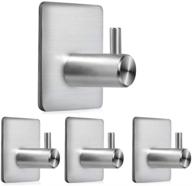 🧲 sus304 stainless steel adhesive hooks - waterproof, heavy duty & stylish square hooks for coat, hat, towel - ideal for kitchen, bathroom, bedroom - 4-pack silvera01 logo