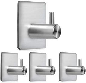 img 4 attached to 🧲 SUS304 Stainless Steel Adhesive Hooks - Waterproof, Heavy Duty & Stylish Square Hooks for Coat, Hat, Towel - Ideal for Kitchen, Bathroom, Bedroom - 4-Pack SilverA01