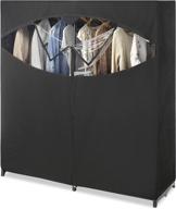 👚 whitmor portable wardrobe clothes storage organizer closet with hanging rack - extra wide - black color - no-tool assembly - extra strong & durable - 60 inches length x 19.5 inches width x 64 inches height logo