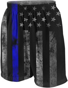 img 4 attached to 🩳 LAIUE Boys' Kids' Short Swim Trunks Grunge Blue Line American Flag Beach Shorts - 3D Printed, Waterproof, Quick Dry Board Shorts
