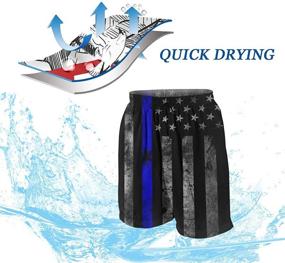 img 1 attached to 🩳 LAIUE Boys' Kids' Short Swim Trunks Grunge Blue Line American Flag Beach Shorts - 3D Printed, Waterproof, Quick Dry Board Shorts