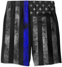 img 2 attached to 🩳 LAIUE Boys' Kids' Short Swim Trunks Grunge Blue Line American Flag Beach Shorts - 3D Printed, Waterproof, Quick Dry Board Shorts