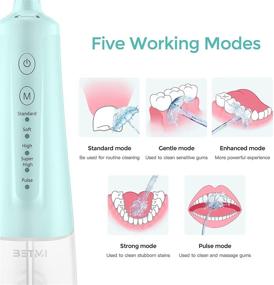 img 2 attached to 🪥 BETMI Cordless Water Flosser: Portable Dental Oral Irrigator with 5 Modes, 180ml Reservoir, 4 Jet Tips - IPX7 Waterproof, Rechargeable Teeth Cleaner for Home and Travel