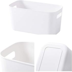 img 1 attached to 🗄️ Yopay 4 Pack Plastic Storage Bin with Handle - White Organizer for Bathroom and Kitchen: Ideal for Hand Soaps, Body Wash, Shampoos, Lotions, Conditioners, Hand Towels, Cosmetics, Snacks, and Seasonings