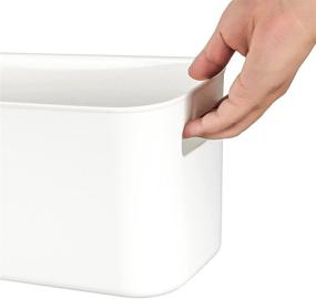 img 2 attached to 🗄️ Yopay 4 Pack Plastic Storage Bin with Handle - White Organizer for Bathroom and Kitchen: Ideal for Hand Soaps, Body Wash, Shampoos, Lotions, Conditioners, Hand Towels, Cosmetics, Snacks, and Seasonings