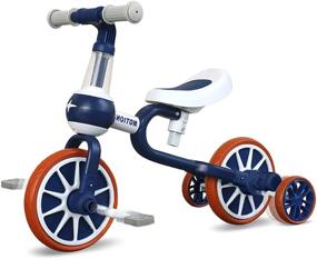 img 4 attached to 🚲 3-in-1 Kids Tricycles for 1-4 Years Old with Pedal and Training Wheels, Blue Baby Balance Bike Toys for 2 Year Old Boys/Girls, Infant Toddler First Birthday New Year