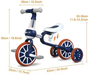 img 3 attached to 🚲 3-in-1 Kids Tricycles for 1-4 Years Old with Pedal and Training Wheels, Blue Baby Balance Bike Toys for 2 Year Old Boys/Girls, Infant Toddler First Birthday New Year