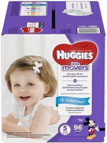 img 4 attached to 👶 HUGGIES LITTLE MOVERS Diapers, Size 5 (27+ lb.), 96 Count, GIANT PACK (Packaging May Vary), Baby Diapers for Energetic Infants