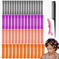 🌀 professional hair perm rods set – 80 pieces plastic perming rods for cold wave | hair curling rollers curlers with tail comb and hair clips for hairdressing styling in orange, beige, gray, and purple (4 different sizes) logo