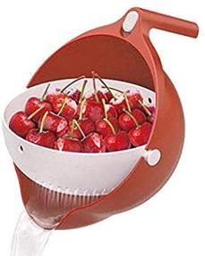 img 1 attached to Efficient DLD Multifunctional Kitchen Cutting Board Storage Container: Red Plastic Strainer, Drain Basket, and Vegetable Washing Basin