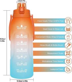 img 2 attached to 💦 PASER 128oz Water Bottles with Drink Schedule, 2-in-1 Lids (Chug and Straw) Tritan Leakproof BPA-Free Sports Motivational Water Bottle with Adjustable Handle & Strap (Includes Bottle Brush)