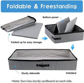 img 2 attached to 👠 WiseLife Large Foldable Shoe Storage Organizers (2-Pack) - Under Bed Storage Bins Containers with Clear Lid, Sturdy Riveted Handles, 2-Way Zippers, Rigid Structure - 33x17x6 in