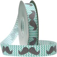 🎀 morex ribbon mustache chevron glitter grosgrain fabric ribbon, 7/8-inch by 25-yard spool, tiara blue - elegant craft ribbon for decorating and gift wrapping logo