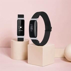 img 1 attached to 🔗 OCEBEEC Эластичные ремешки совместимые с Fitbit Inspire 2/Inspire HR/Inspire: Регулируемый мягкий эластичный нейлоновый петельный браслет для женщин и мужчин - черный