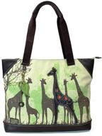 large canvas tote shoulder handbag with detachable purse charm - chala safari forest animal collection (912) logo