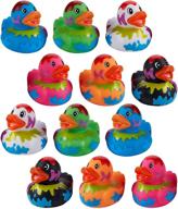 🦆 kicko splat pattern assorted rubber ducks - 2 inches - for kids, sensory play, stress relief, novelty, stocking stuffers, classroom prizes, decorations, supplies, holidays, pinata fillers logo