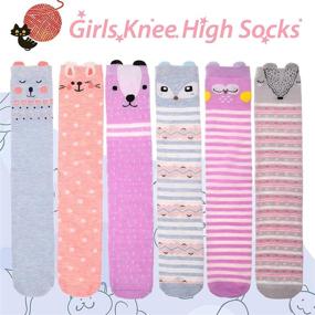 img 3 attached to Подарок для детей: 6 пар веселых коленных носков с животными узорами для девочек - длинные сапоги, высокие, милые, безумные, смешные (возраст 3-12 лет)