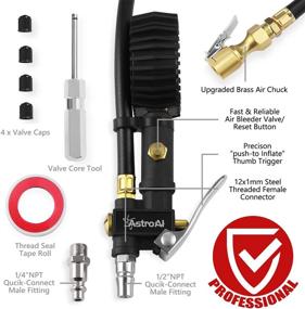 img 2 attached to 🚗 AstroAI Цифровой насос с манометром для шин, 250 PSI - Прочный, резиновый шланг, быстросъемное соединение, наконечник, в комплекте компрессорные аксессуары