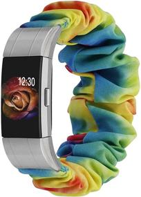 img 4 attached to TOYOUTHS Fitbit Charge 2 Bands Scrunchie Women - Soft Elastic Stretchy 🌸 Cloth Fabric Strap with Pattern Prints - Sport Replacement Charge 2 HR Wristband Accessories