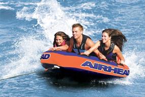 img 1 attached to 🍊 Airhead Super Slice: Top-rated 1-3 Rider Towable Tube for Boating - Orange, Three Person