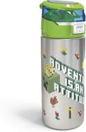 zak designs minecraft durable single wall stainless steel water bottle with push-button flip lid leak-proof design is perfect for outdoor sports (19 logo