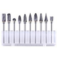 🔧 hymnorq carbide carving bits rotary burrs set - 10pcs tungsten steel file, 3mm shank, 6mm double cut head - ideal for dremel rotary tool, wood carving, engraving, and metal polishing logo