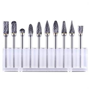 img 4 attached to 🔧 Hymnorq Carbide Carving Bits Rotary Burrs Set - 10pcs Tungsten Steel File, 3mm Shank, 6mm Double Cut Head - Ideal for Dremel Rotary Tool, Wood Carving, Engraving, and Metal Polishing