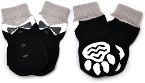 img 3 attached to 🧦 Posch Pet Socks for Dogs - Non-Slip Knit Socks with Traction Soles - Indoor Paw Protectors - Size L, Color Black