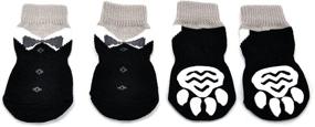 img 2 attached to 🧦 Posch Pet Socks for Dogs - Non-Slip Knit Socks with Traction Soles - Indoor Paw Protectors - Size L, Color Black