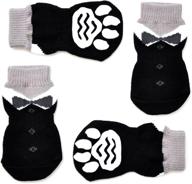 🧦 posch pet socks for dogs - non-slip knit socks with traction soles - indoor paw protectors - size l, color black логотип