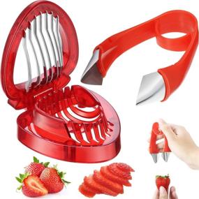 img 4 attached to 🍓 Efficient 2-Piece Strawberry Slicer Cutter Set: Huller, Stem Remover, Peeler – Perfect Kitchen Tool for Strawberry, Tomato & Pineapple