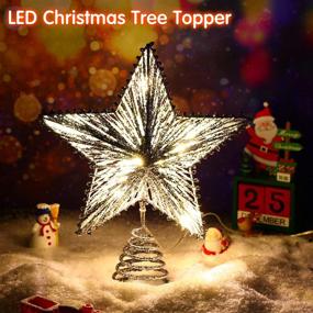 img 3 attached to 🌟 Aoriher 20 Light 10 Inches Christmas Star Tree Toppers: Stunning Silver LED-illuminated Battery-Operated Tree Topper for Festive Holiday Decor