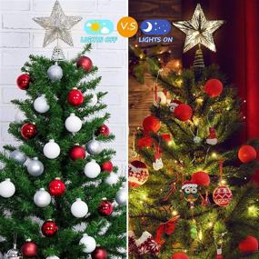 img 2 attached to 🌟 Aoriher 20 Light 10 Inches Christmas Star Tree Toppers: Stunning Silver LED-illuminated Battery-Operated Tree Topper for Festive Holiday Decor