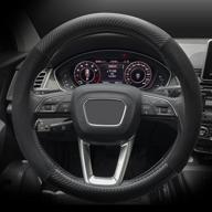 carodi car suede carbon fiber steering wheel cover car anti-skid leather car interior accessories decoration 15 inch universal (black) interior accessories logo