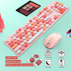 img 3 attached to 🔥 E'LIXEFE Wireless Keyboard and Mouse Combo: Retro Typewriter Keycaps with Cute Round Design, Ergonomic and Backlit - Perfect for Computer, Laptop, Desktop, PC, Mac (Blue & Pink Mixed-Color)