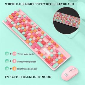 img 1 attached to 🔥 E'LIXEFE Wireless Keyboard and Mouse Combo: Retro Typewriter Keycaps with Cute Round Design, Ergonomic and Backlit - Perfect for Computer, Laptop, Desktop, PC, Mac (Blue & Pink Mixed-Color)
