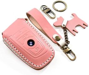 img 4 attached to 🔑 KVR [2021 New] Genuine Leather Key Fob Case Cover & Keychain for BMW 1 2 3 4 5 6 7 Series X1 X2 X3 X5 X6, etc. (Cowhide)