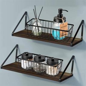 img 1 attached to 🧺 SheeChung Small Metal Wire Bathroom Storage Organizer Baskets - 2 Pack (Black)